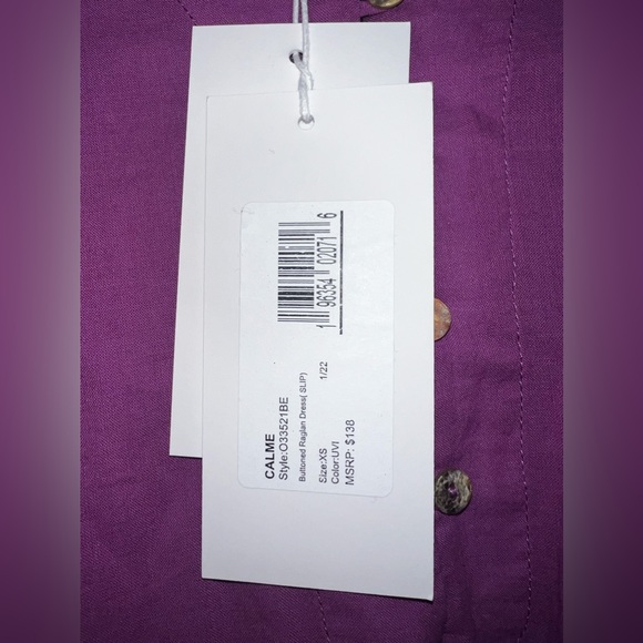 Johnny Was CALME Buttoned Raglan Slip Dress 'Ultra Violet'  NEW - Picture 4 of 10